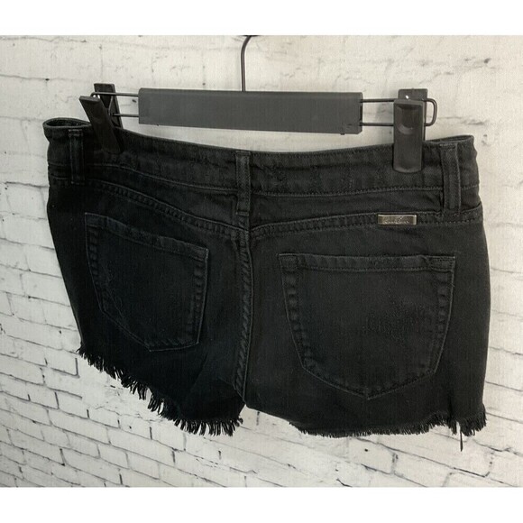 KanCan Womens Black Distressed Cutoff Shorts Cotton Pockets Size S T2 - Picture 6 of 10